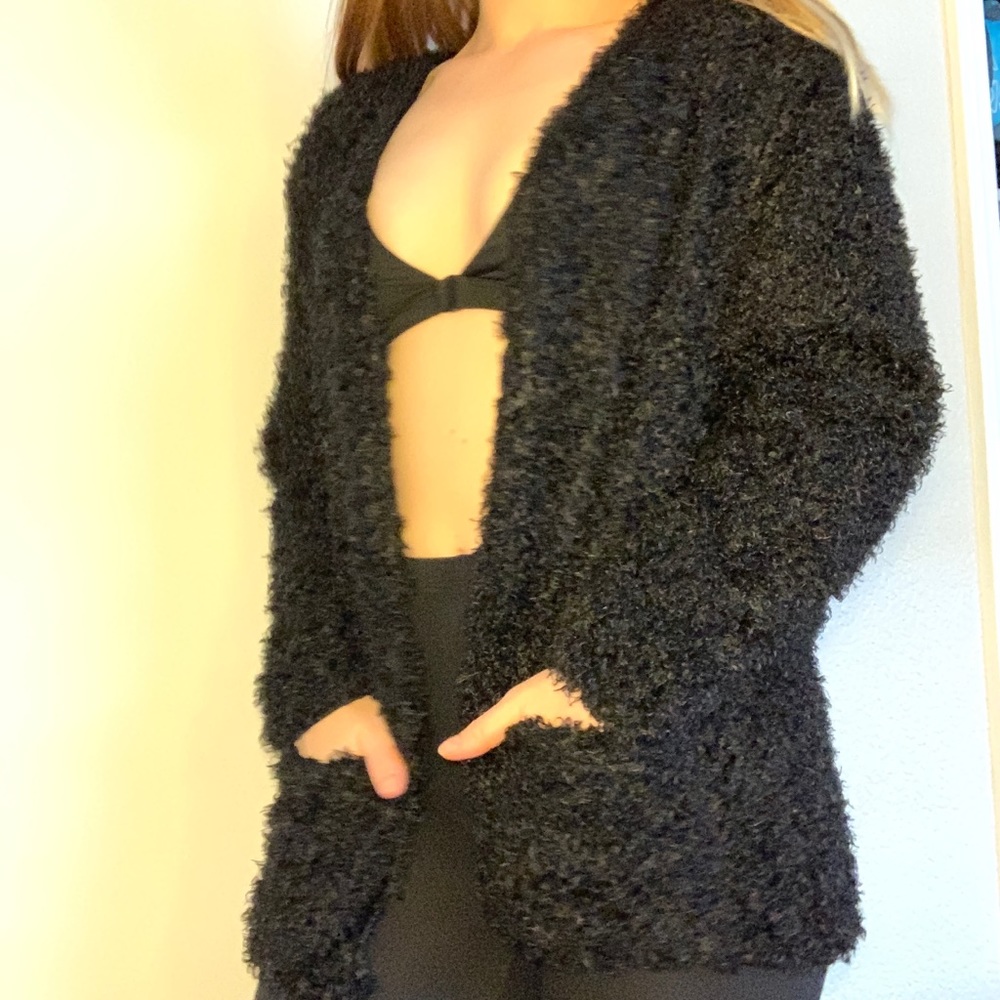 Fuzzy dressy cardigan